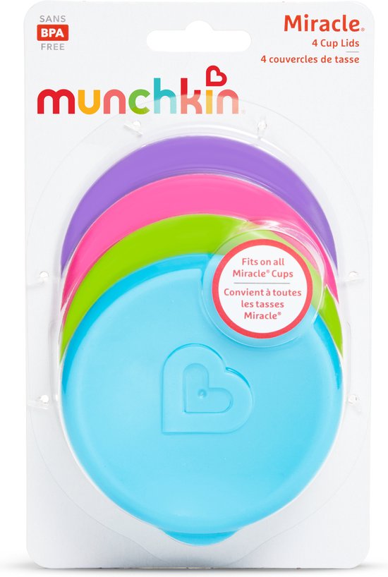Munchkin Lids Deksels voor alle Miracle 360° Cups - Antilek Drinkbeker Deksels - Roze/Blauw/Groen/Paars- Per 4 Stuks van Munchkin — afbeelding 3