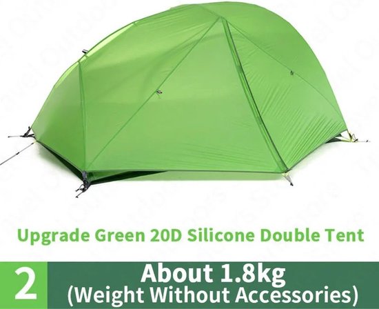 Tent - Tunneltent - 1 cabine - 2 Slaapplaatsen - 2 Personen - Lichtgewicht - Draagbaar - 4 Seizoenen - Nylon - Groen van Merkloos — afbeelding 5