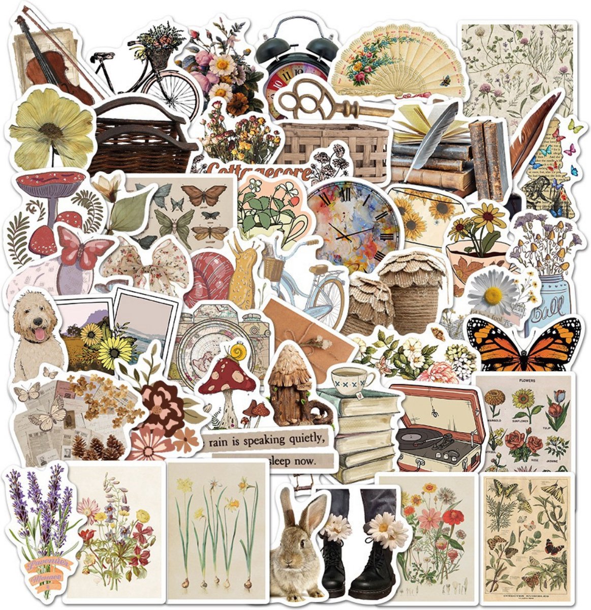 RENALUX Journal Stickers - Journaling Producten - Stickers Volwassenen - Stickers Bullet Journal - Stickerboek - Stickervellen - Journal Spullen - Journal Stickerboekje - Retro Stickers - 202 Stickers — afbeelding 11