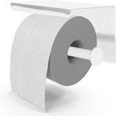 Porte-rouleau de papier toilette EAVY avec étagère - Autocollant / Sans Embouts / Embouts - Porte-rouleau de papier toilette - Wit