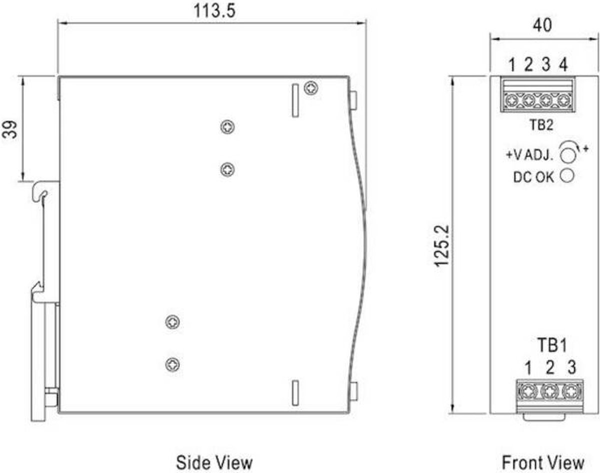 Mean Well NDR-75-24 Voeding 75 Watt Voeding 3,2 Ampère Power Supply DIN Rail Mean Well NDR-75 DIN-rail Voeding Mean Well