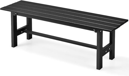 COSTWAY Tuinbank, weerbestendig, 2-zits, tot 300 kg belastbaar, parkeerbank voor alle weersomstandigheden, van HDPE, terrasbank zonder rugleuning voor tuin, park, balkon, 120 x 36 x 40,5 cm (zwart)