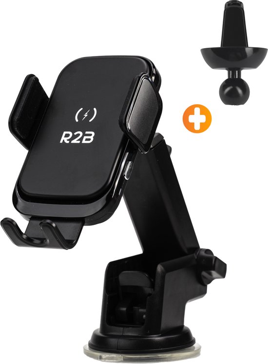 R2B Telefoonhouders Auto Zuignap met Draadloze Oplader - Raam/Dashboard/Ventilatie - Gsm Houder Auto - Autohouder - Telefoonhouder Auto - Mobiel Houder Auto - Telefoon Houder - Auto Telefoonhouder - Phone Holder Car