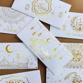 Sans citron - Set de 9 Enveloppes pour l'Aïd Moubarak - Enveloppes cadeaux - Enveloppes cadeaux en argent - Différents modèles - Ramadan - Aïd - Couleur : Wit