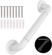 Wandbeugel - Wit - Fluorescerend - Extra Grip - 60 cm - Handgreep / Wandgreep Badkamer / Douche / Toilet - Toiletbeugel - Badgreep - Douchegreep - Non-Slip Grab Bar - Keuken - Trap - Handgreep Keukenkastjes - Veiligheidsgreep - Inclusief Schroeven