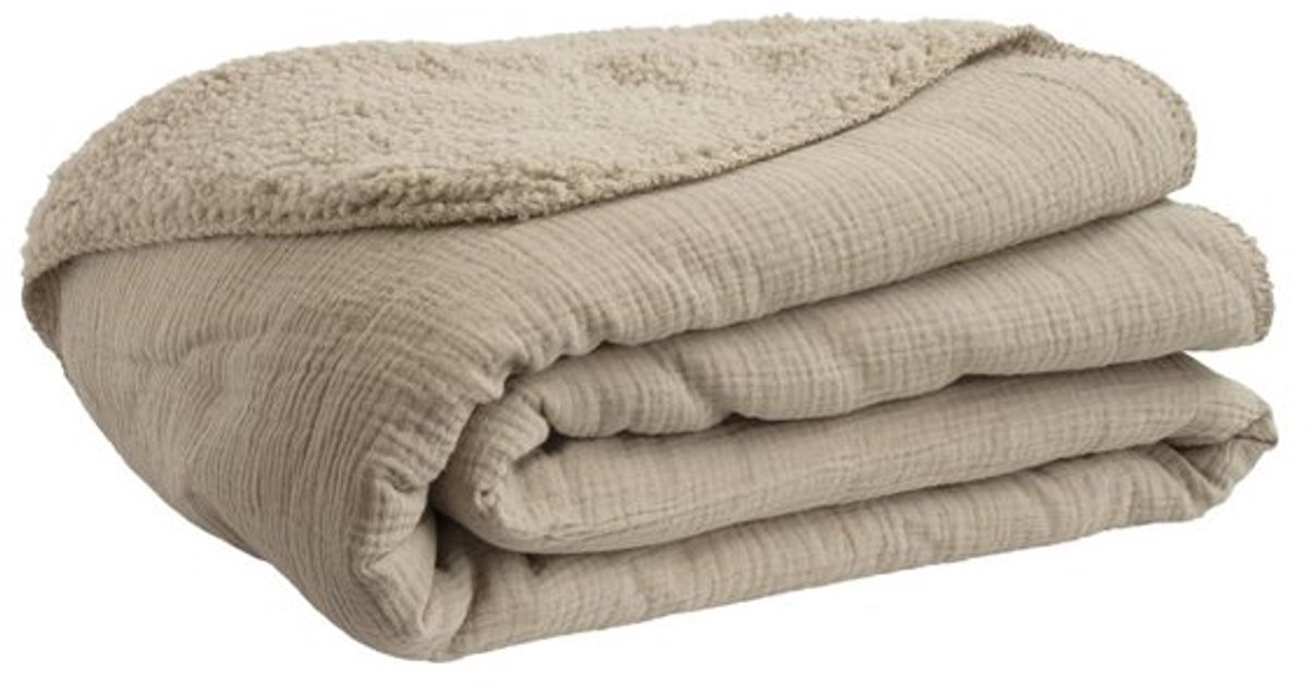 Leeff Plaid Phileine – Taupe – Polyester en katoen – 130 x 170 cm