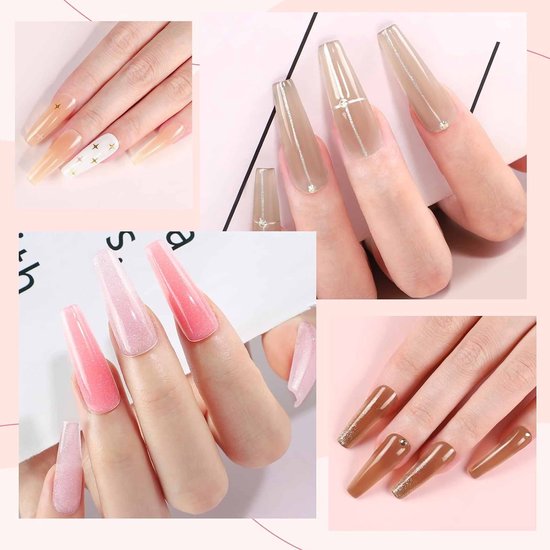Gel d'extension 6 couleurs, kit d'outils pour ongles avec lampe UV, vernis à ongles gel DIY Nail Art Starter Nail Salon Gel Polish UV