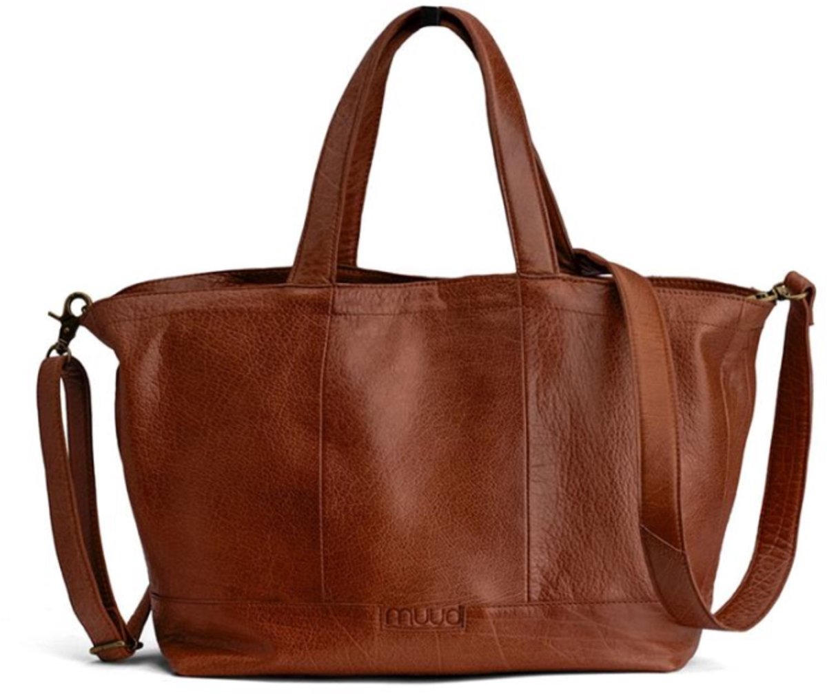 MUUD Hiba. Handgemaakt leren shopper met opbergvakken 27x29cm