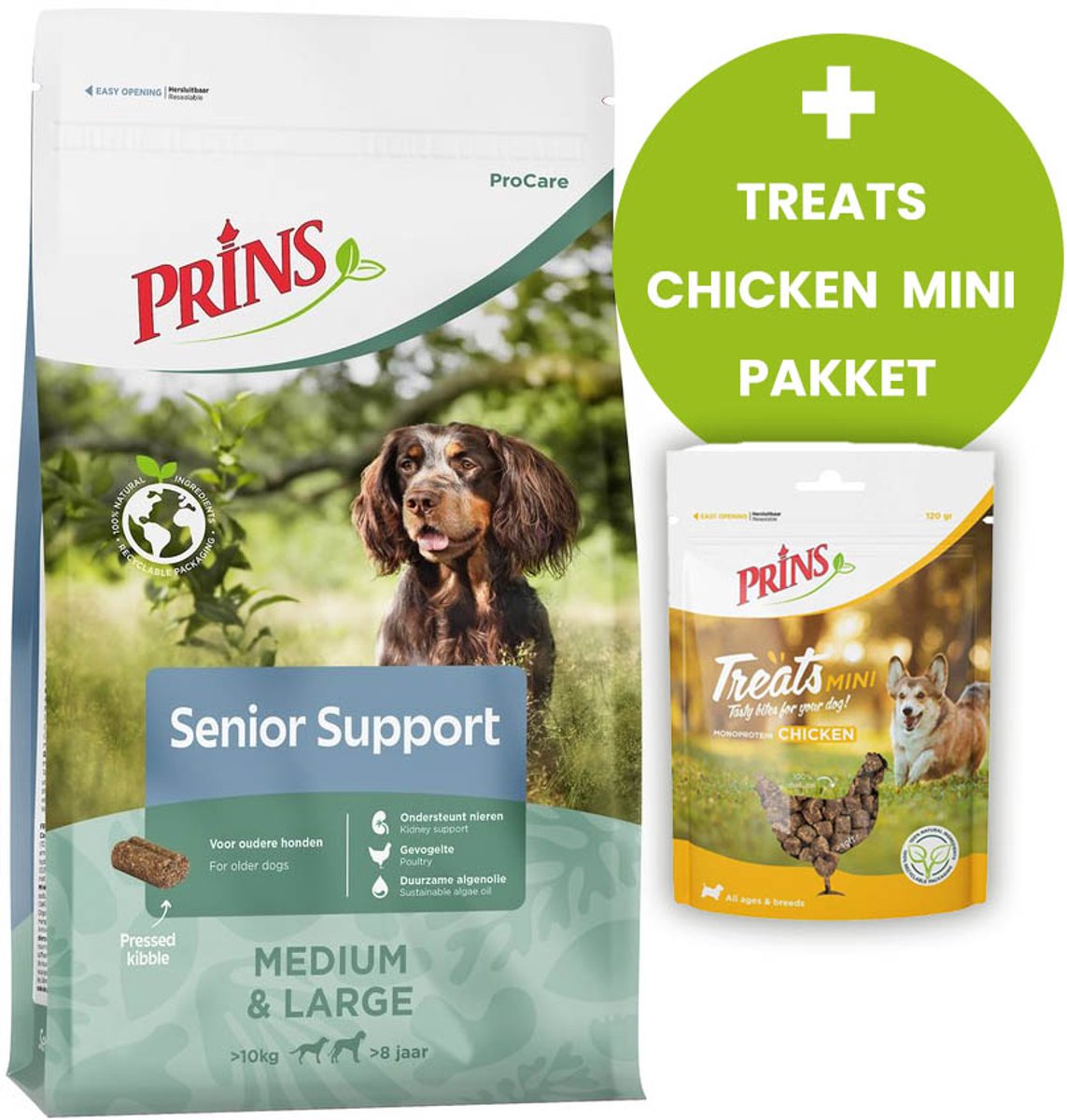 Prins Prins ProCare Senior Support 20kg - Hondenvoer - Treats Chicken Mini Pakket