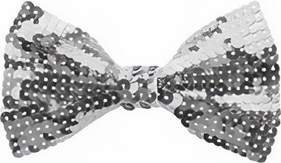 Strikje Met Pailletten - vlinderdas Polyester - Zilver