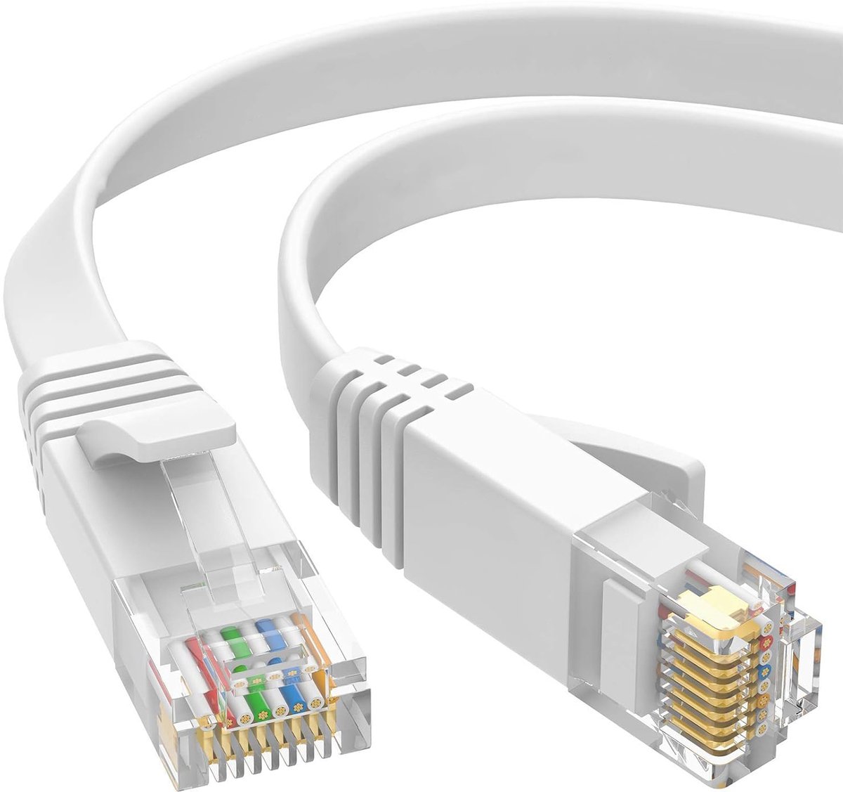 Rainbecom - Internetkabel 15 meter - CAT6 Flat - Patchkabel – Platte UTP CCA - Kabel - Ethernet Kabel - RJ45 - LAN Cable – Netwerkkabel – Wit - 28AMG