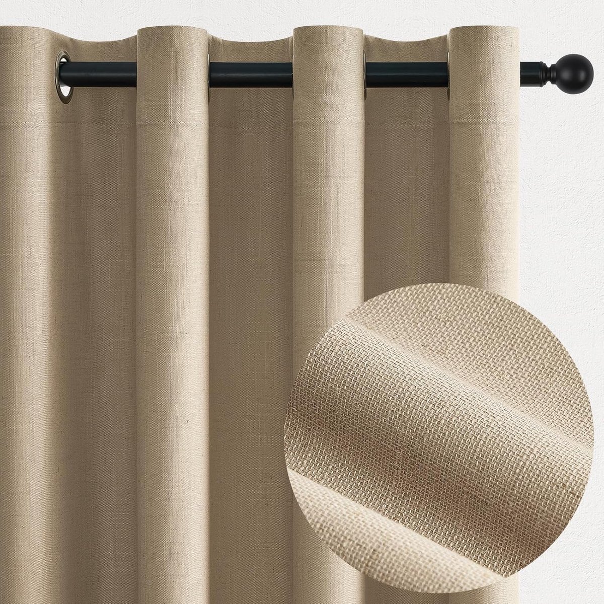 Gordijnen - Verduisteringsgordijn - Linnen Gordijnen - met Ringen - Moderne Stijl Gordijnen - voor Woonkamer - Slaapkamer - Perfect Geschikt voor Alle seizoenen- 140x240cm (2 Panelen) - Linnen