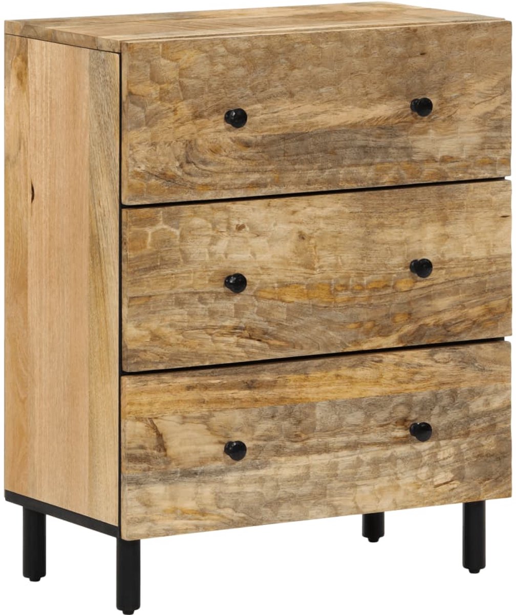 The Living Store Bijzetkast 60x33x75 cm massief mangohout - Dressoir - Mangohout - Vintage Stijl - Salontafel - Opbergkast
