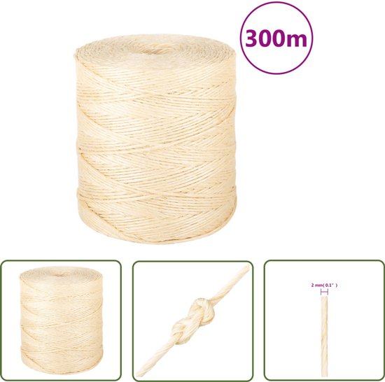 Future 213124 sisal touw, 3 strengen, haken, 4 mm x 20 m