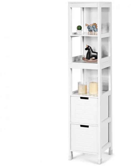 Badkamer - Hoge Kast Jalon 02, Kleur: Wotan Eik / Mat Zwart - 90 X 30 X 32 Cm H X B X D 97354