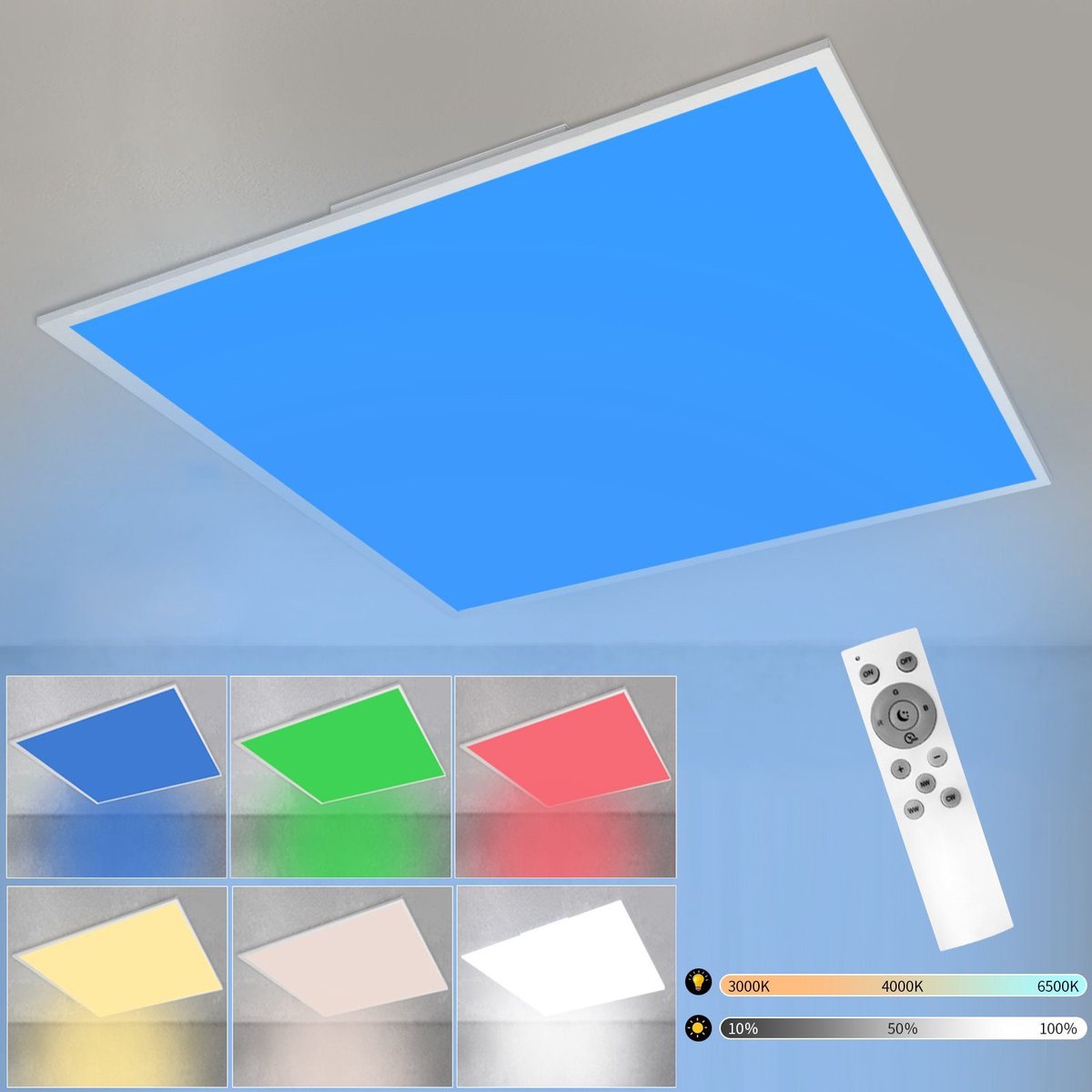 NETTLIFE LED Plafondlamp - moderne - Wit - RGB kleurverandering - dimbaar met afstandsbediening - Kunststof - hoekige plafondlamp - 24W - voor woonkamer | slaapkamer | keuken | kinderkamer - 45CM