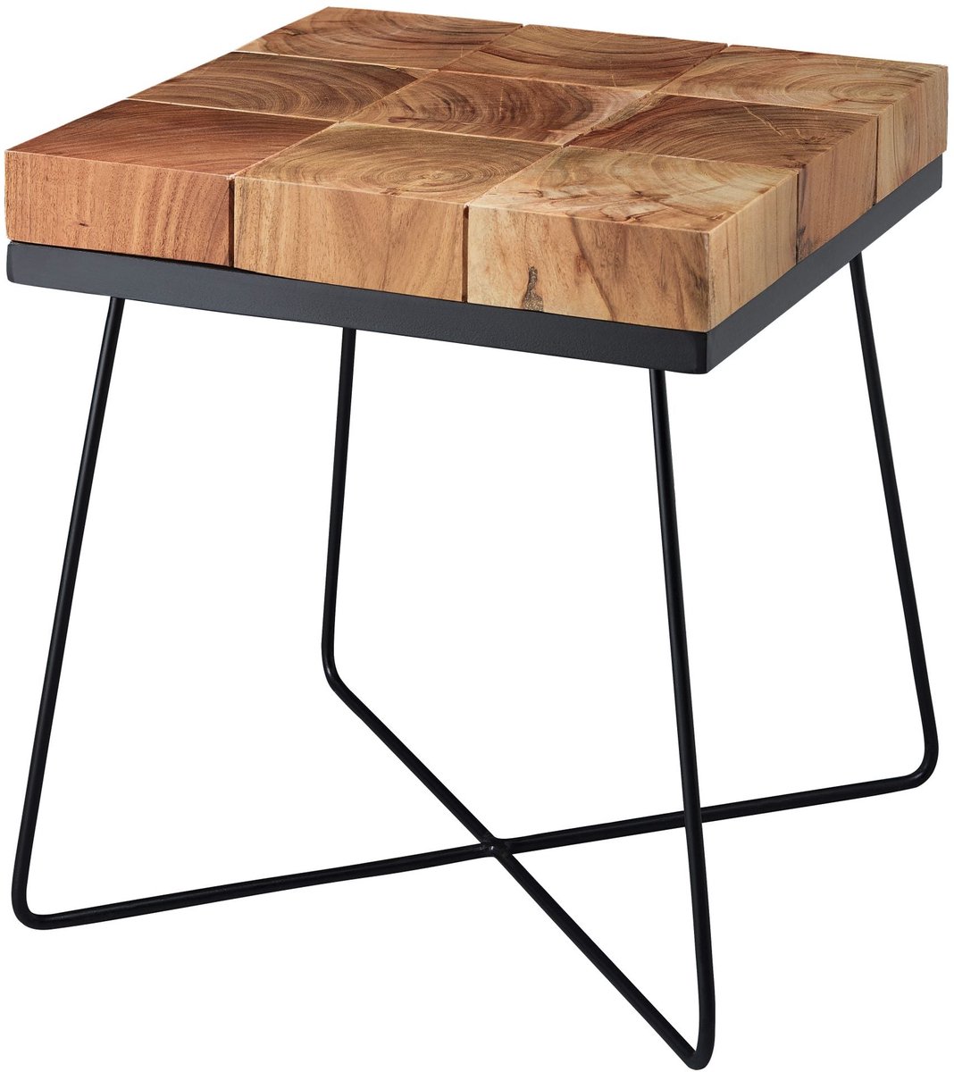 Salontafel Rond Acaciahout 45 cm - Salontafel Rond - Industrieel Salontafel - Woonkamer Tafel - Salontafels Industrieel - Salontafel Landelijk - Salontafel Hout Metaal - Bijzettafel Rond - Coffee Table - Koffietafel - Ø 45 cm