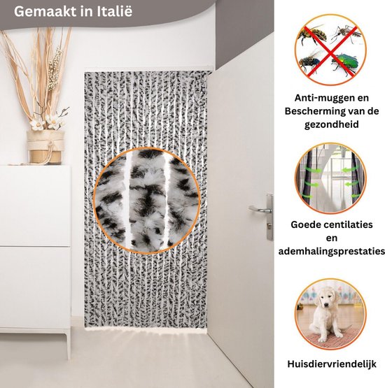 ApexArte® Vliegengordijn Kattenstaart - Hordeur - Vliegengordijn - Zwart met Grijs — afbeelding 4