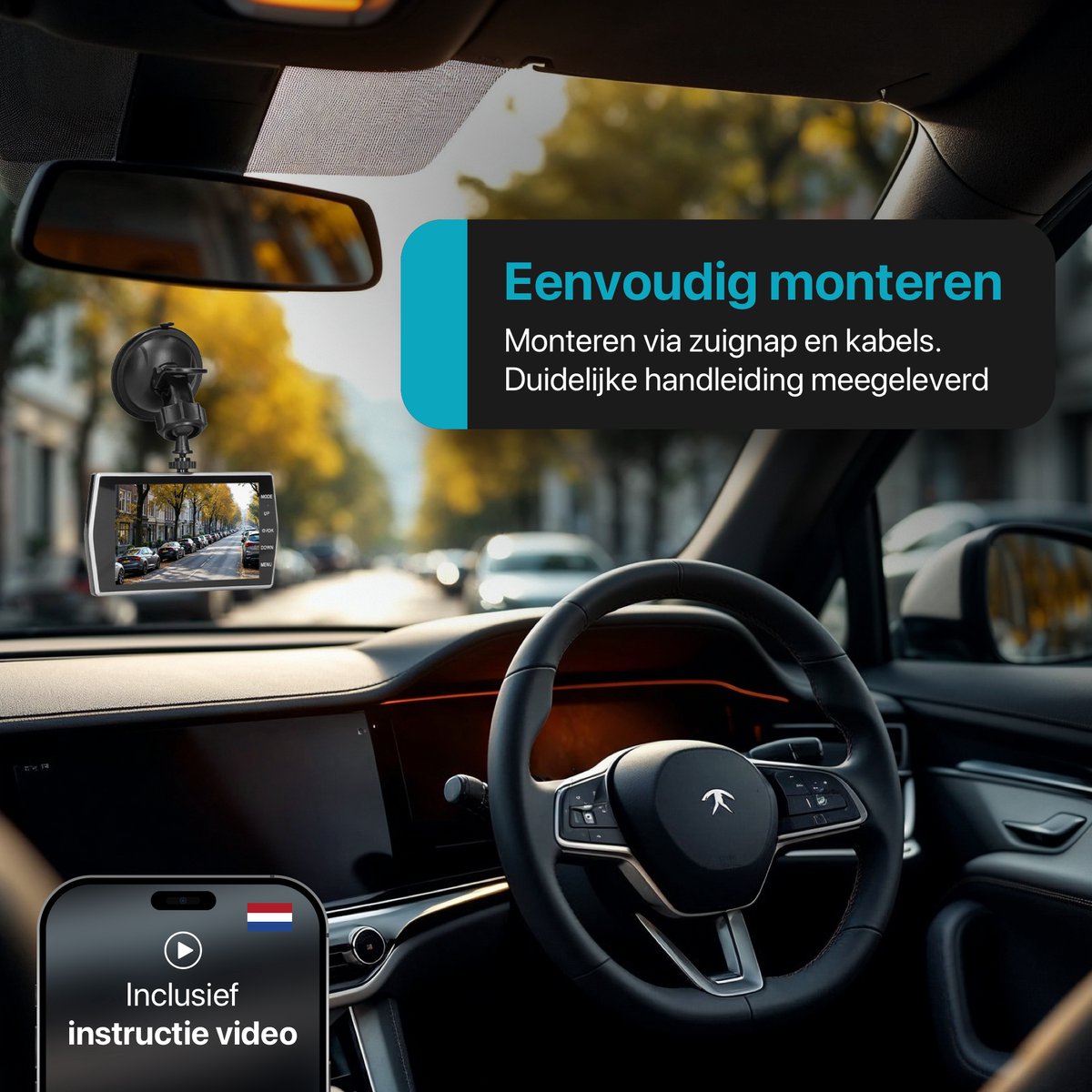 Setix Go - Dashcam voor auto - Voor en achter - 32GB SD-kaart - Nachtvisie thumbnail 3