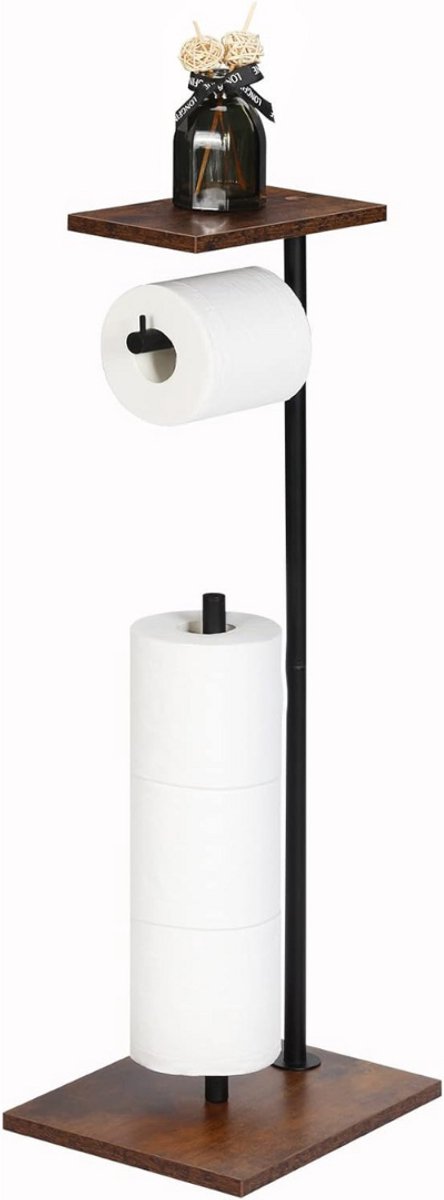 ApexArte® Toiletbutler - Toiletrolhouder Staand - Bruin met Zwart