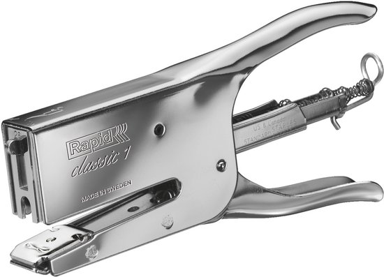 Zilverkleurige niettang met merktekens "Rapid classic 1" en "MADE IN SWEDEN".