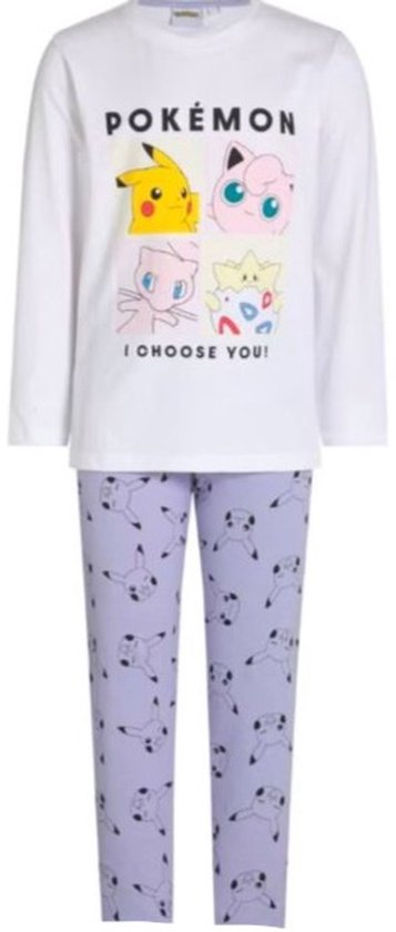 Pokémon Pikachu Kinderpyjama Maat Paars/wit 104-110