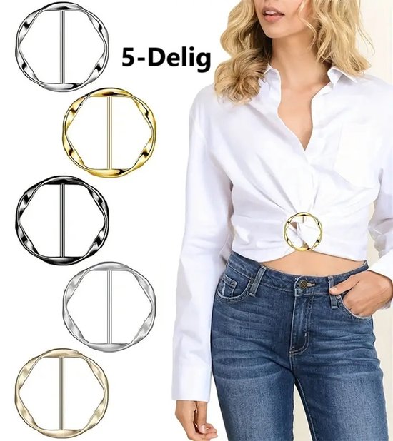Lot de 5 pinces métalliques pour foulards et t-shirts | Pinces à Vêtements | Vêtements d'extérieur plus étroits | Boucle Vêtements | 5 couleurs assorties
