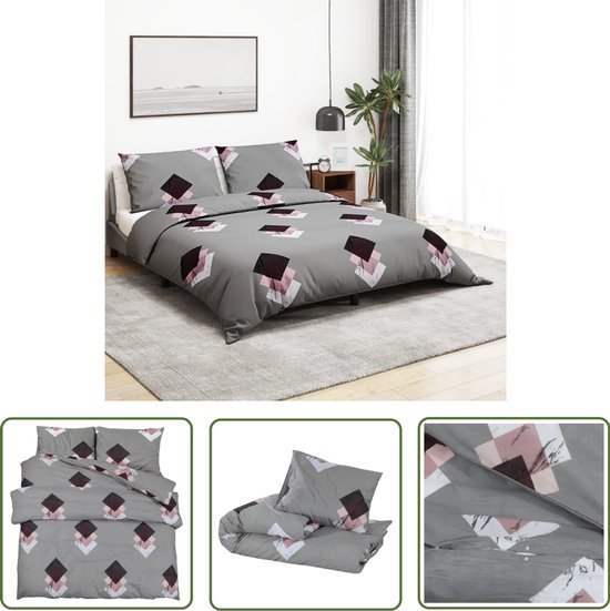 Housse de couette en coton vidaXL - Parure de lit 200 x 200 cm - Grijs - Confort de couchage