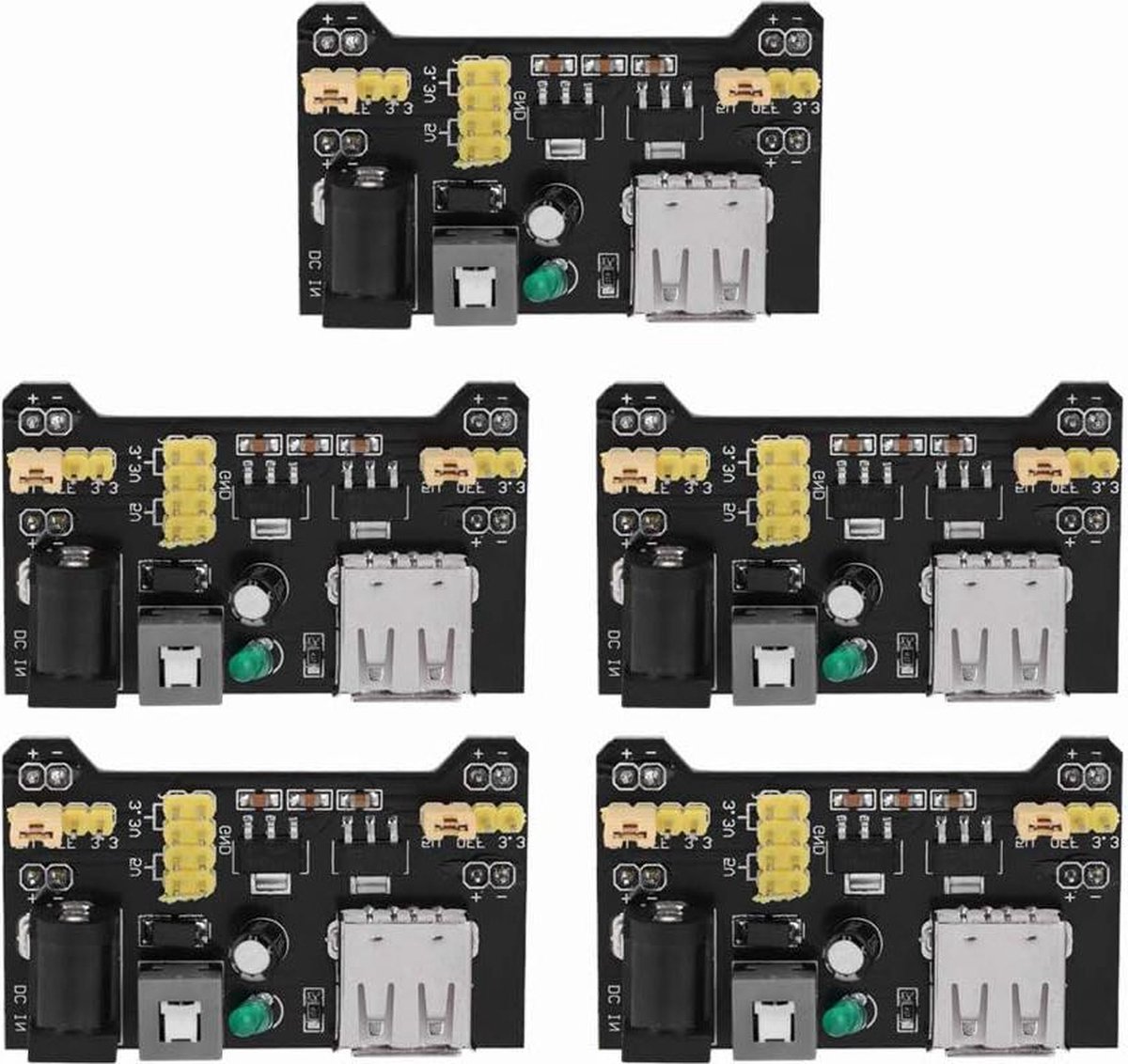 Stabiele voeding Breadboard - 5V 2 kanalen 700Ma - Schakelbare spanning - 5 stuks .