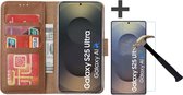 Étui avec protection d'écran pour Samsung Galaxy S25 Ultra - Étui Arara avec porte-cartes - Marron