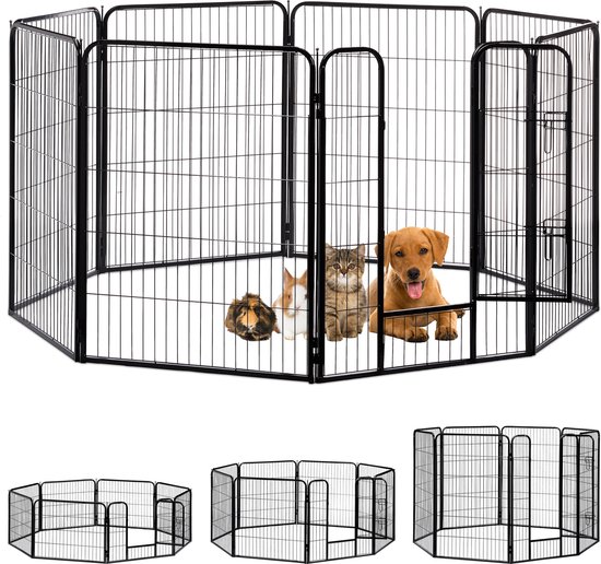 Relaxdays Puppyren - hondenren - puppykennel - konijnenren - metaal - buiten - binnenren - XL