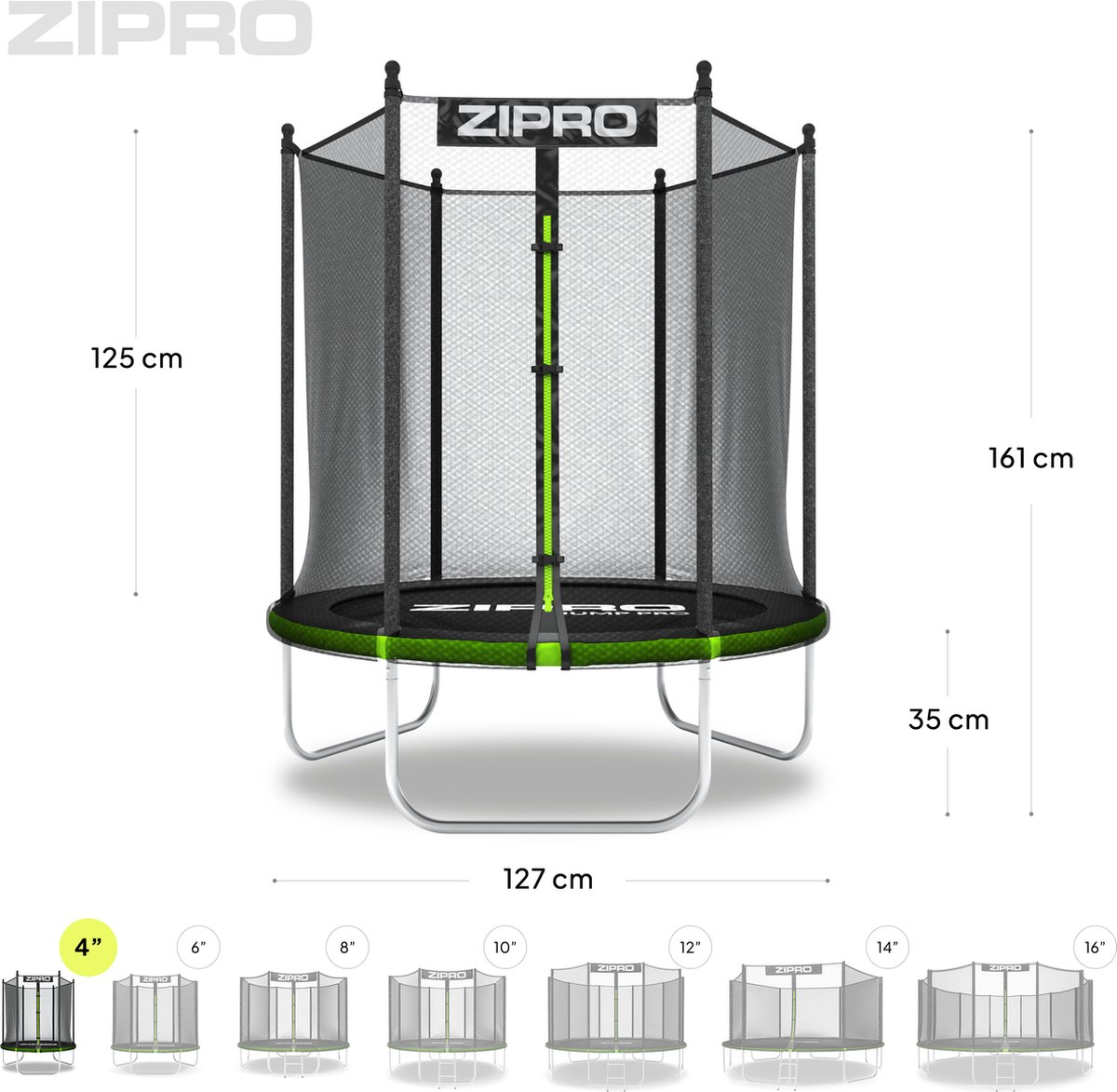 ZIPRO Jump Pro OUT - Mini Trampoline voor kinderen - Ø127cm 4FT - met veiligheidsnet - UV-bestendig — afbeelding 5