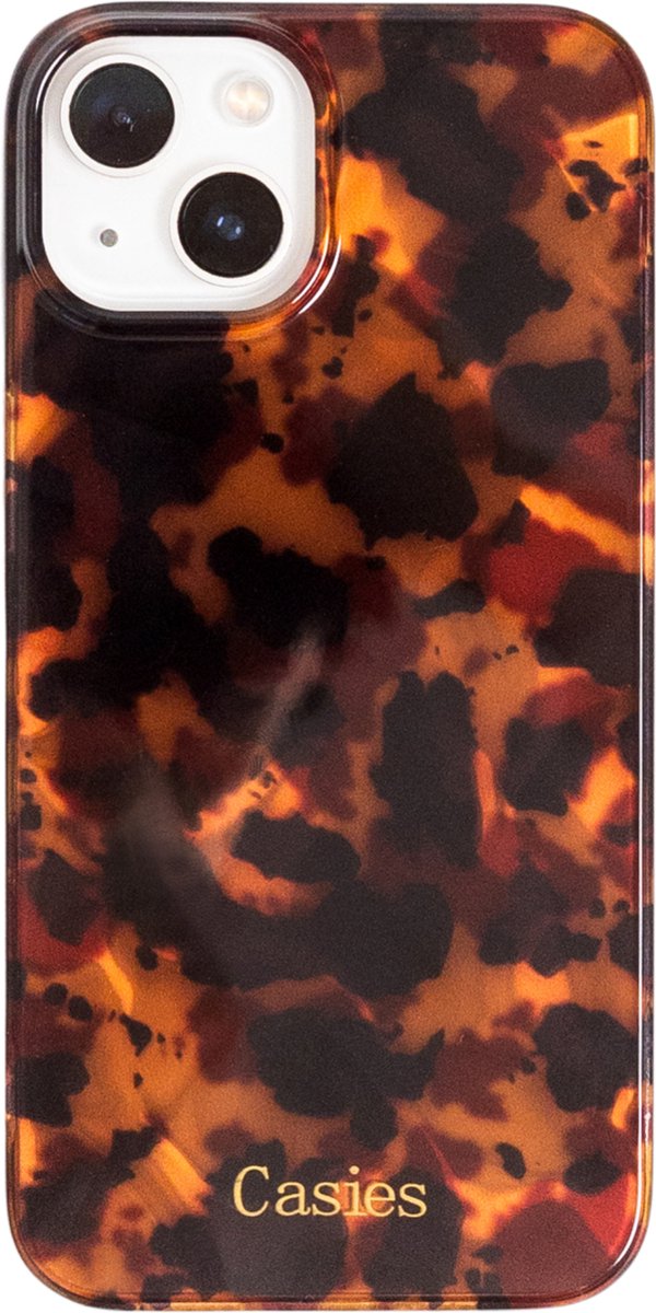 Casies panterprint hoesje geschikt voor Apple iPhone 16 - TPU case - donker
