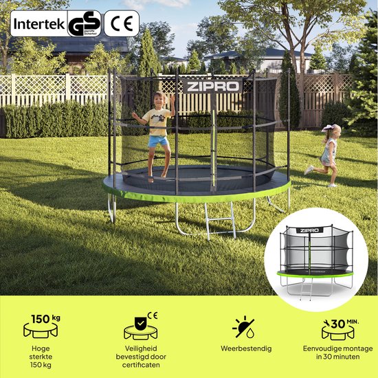 ZIPRO Jump Pro IN - Trampoline - Ø312cm 10FT - Trampoline met veiligheidsnet - Voor kinderen - Inclusief Ladder - max. 150 kg