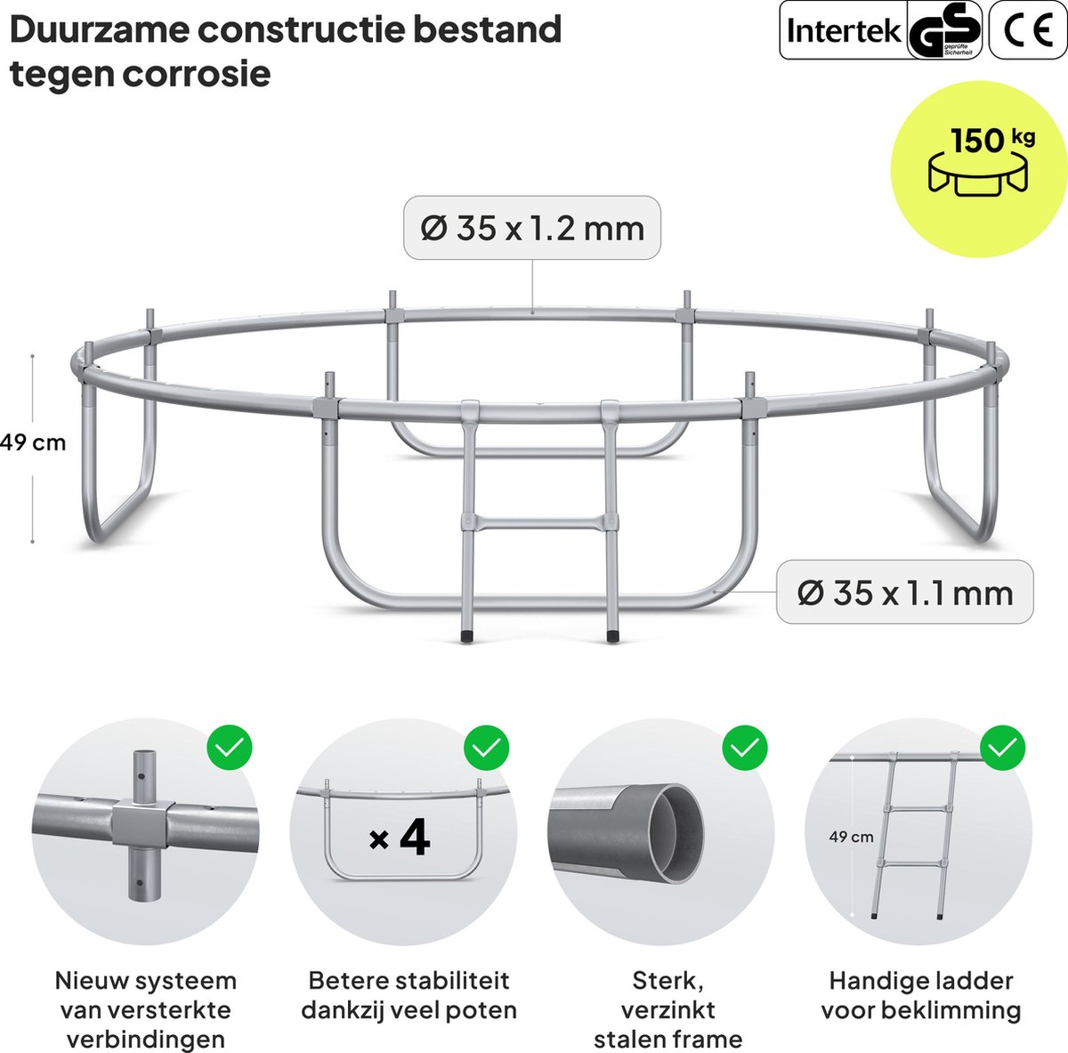 ZIPRO Jump Pro IN - Trampoline - Ø252cm 8FT - Trampoline met veiligheidsnet - Voor kinderen - Inclusief Ladder - max. 150 kg – foto 8