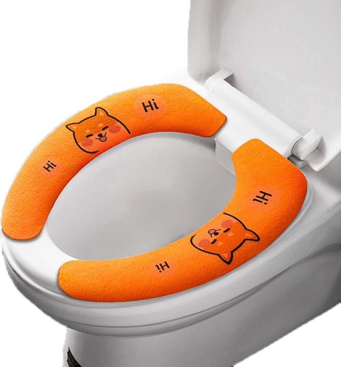Wc Bril Hoes - Toiletbril Cover - Toiletbril - Wc Deksel - Wasbaar - Verwarmde Wc Bril - (Niet Elektrisch) - Zacht - Oranje - Vos