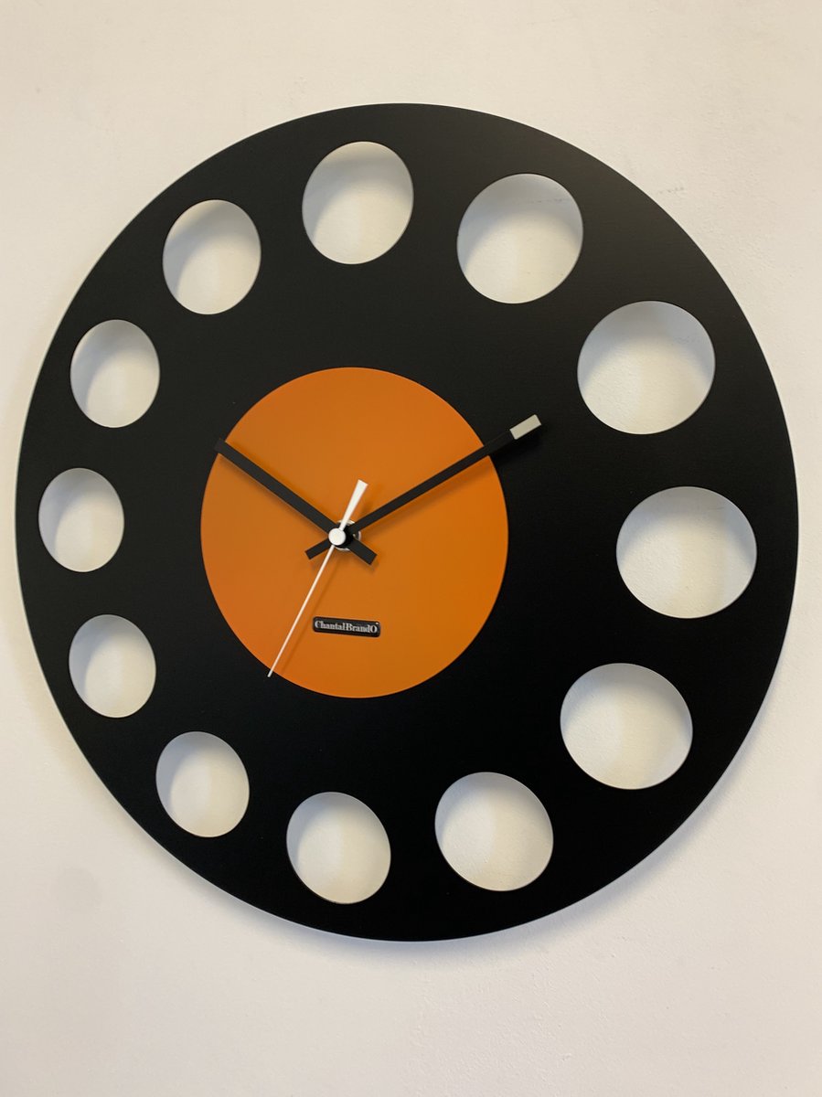ChantalBrandO Wandklok MARAVAL Black & Orange XL Modern Design