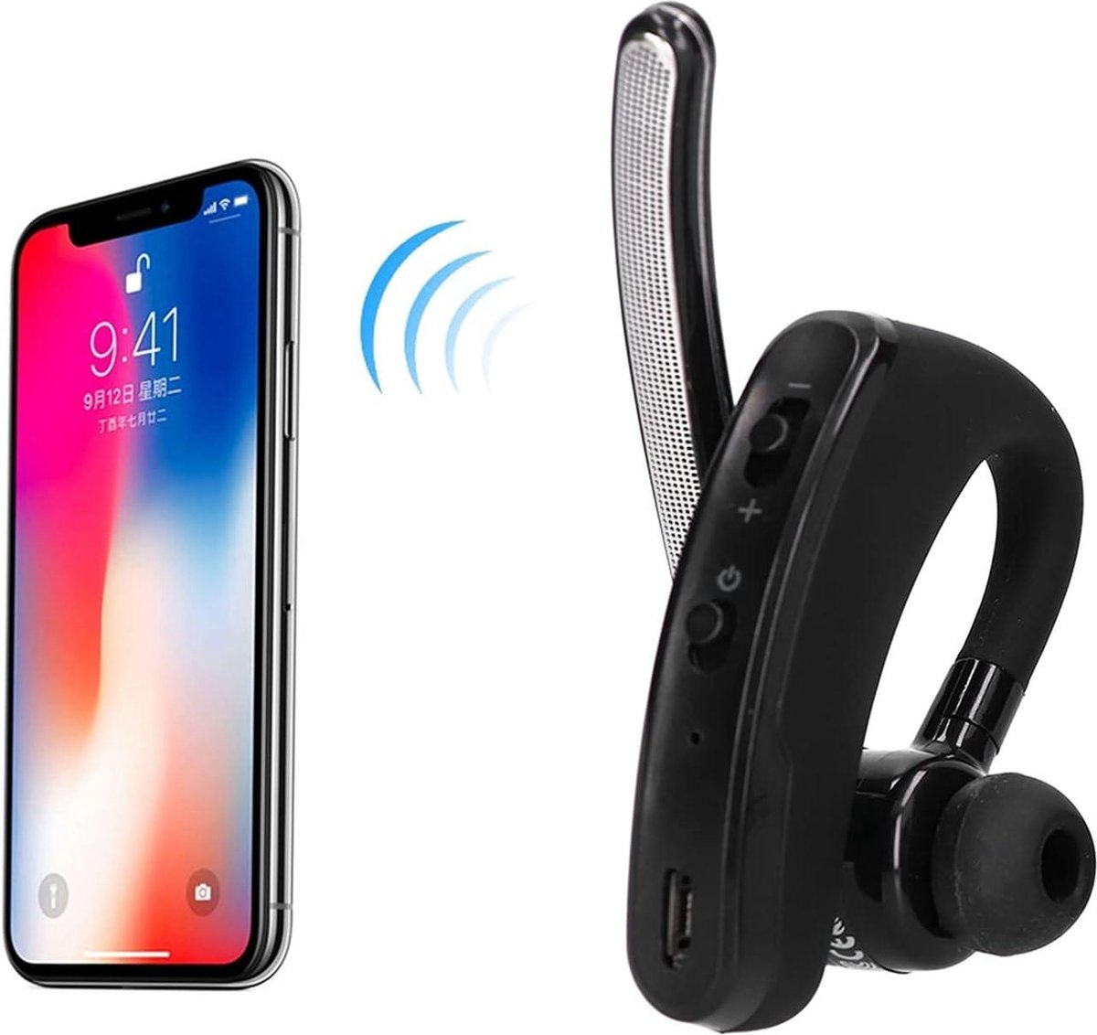 Oreillette Bluetooth Pour Talkie-walkie HYT - Bouton PTT Mini + Adaptateur - Bidirectionnel, Compatible IOS/Android - Autonomie Longue