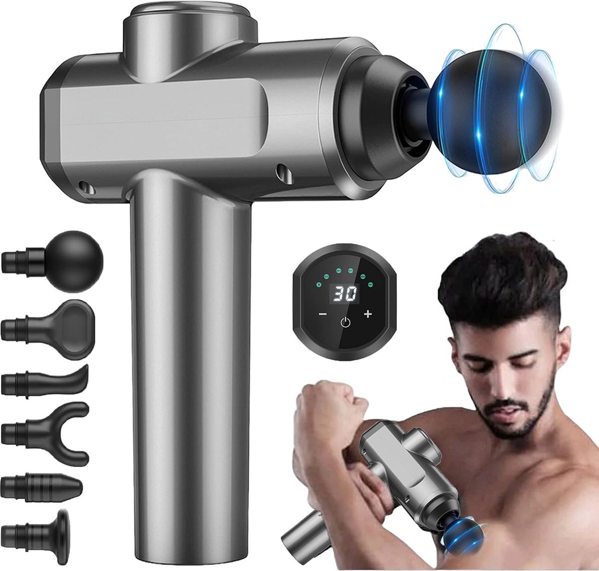DailySupplies® Massage Gun Professioneel - Massage Apparaat - Massagegun - Zilver - DailySupplies® - €74,95