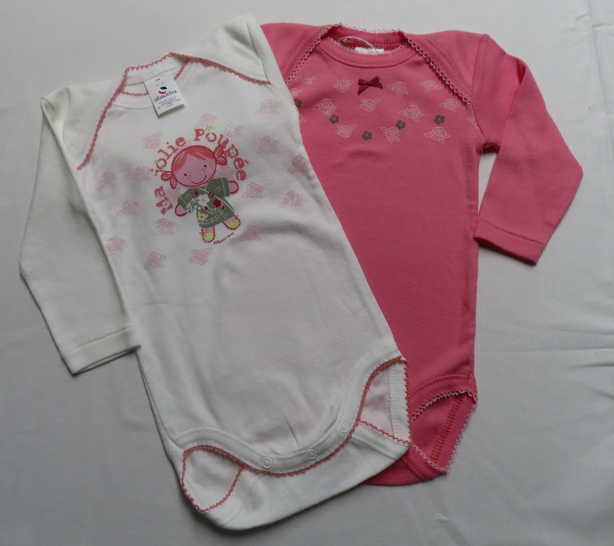 Absorba - Rompers - Body - 2 Pack - Meisjes - Wit , roze - 6 maand 67