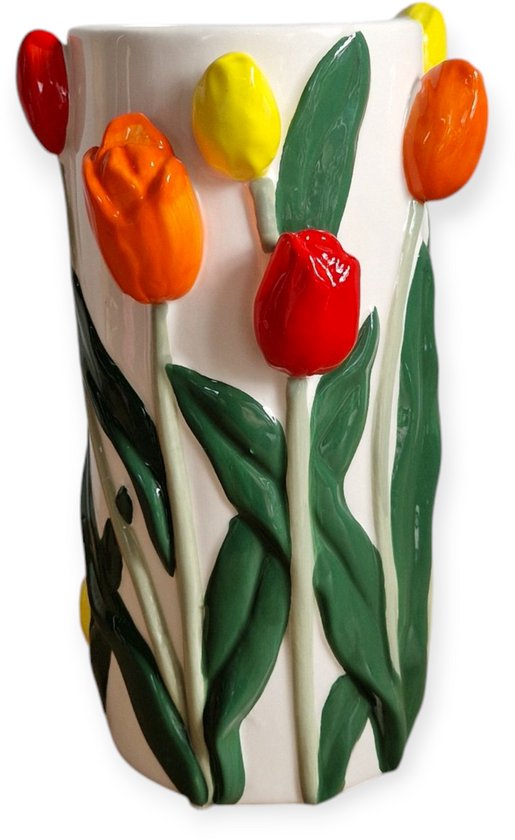Daan Kromhout - Vaas - Bloemenvaas - Tulpen - Licht Roze - Dutch - 14x13x22 - Keramiek