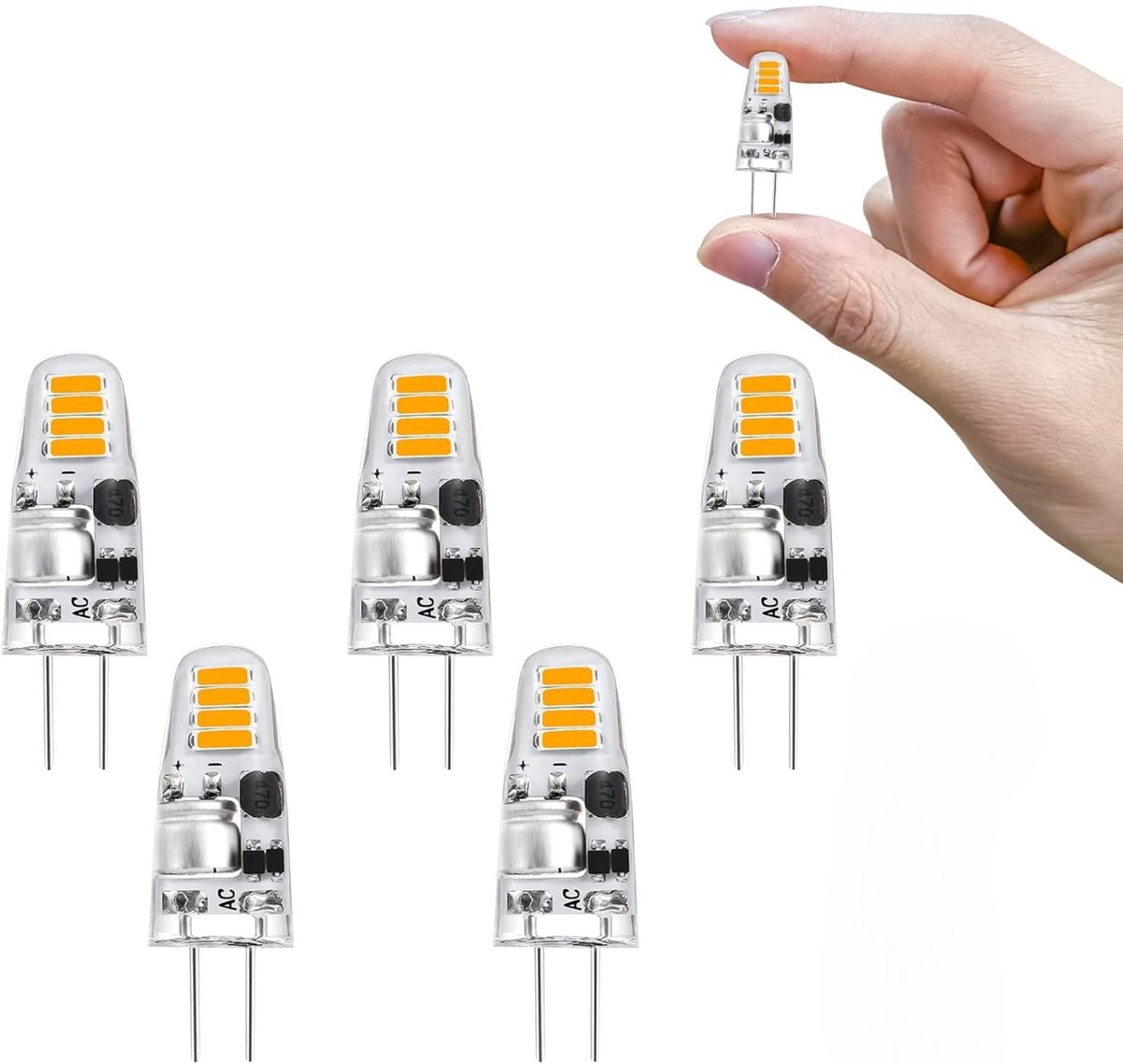 G4 LED lamp 5pack - 12V - 2W LED vervangt 20W halogeen - Warm wit - 5 lampjes