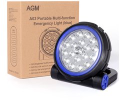AGM Universal WorkLight met Licht standen en Strobe standen - Bouwlamp - IP55 - Oplaadbaar (Accu 5200) en kantelbaar - 800~2000 lumen - Blauw