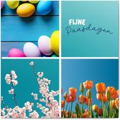 Carte de vœux carrée de Luxe Joyeuses Pasen - Carte de Pâques - 13,5 x 13,5 cm - carte pliée avec enveloppe colorée