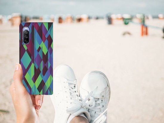 Etui Sony Xperia 10 III Bookcase Abstrait Vert Blauw