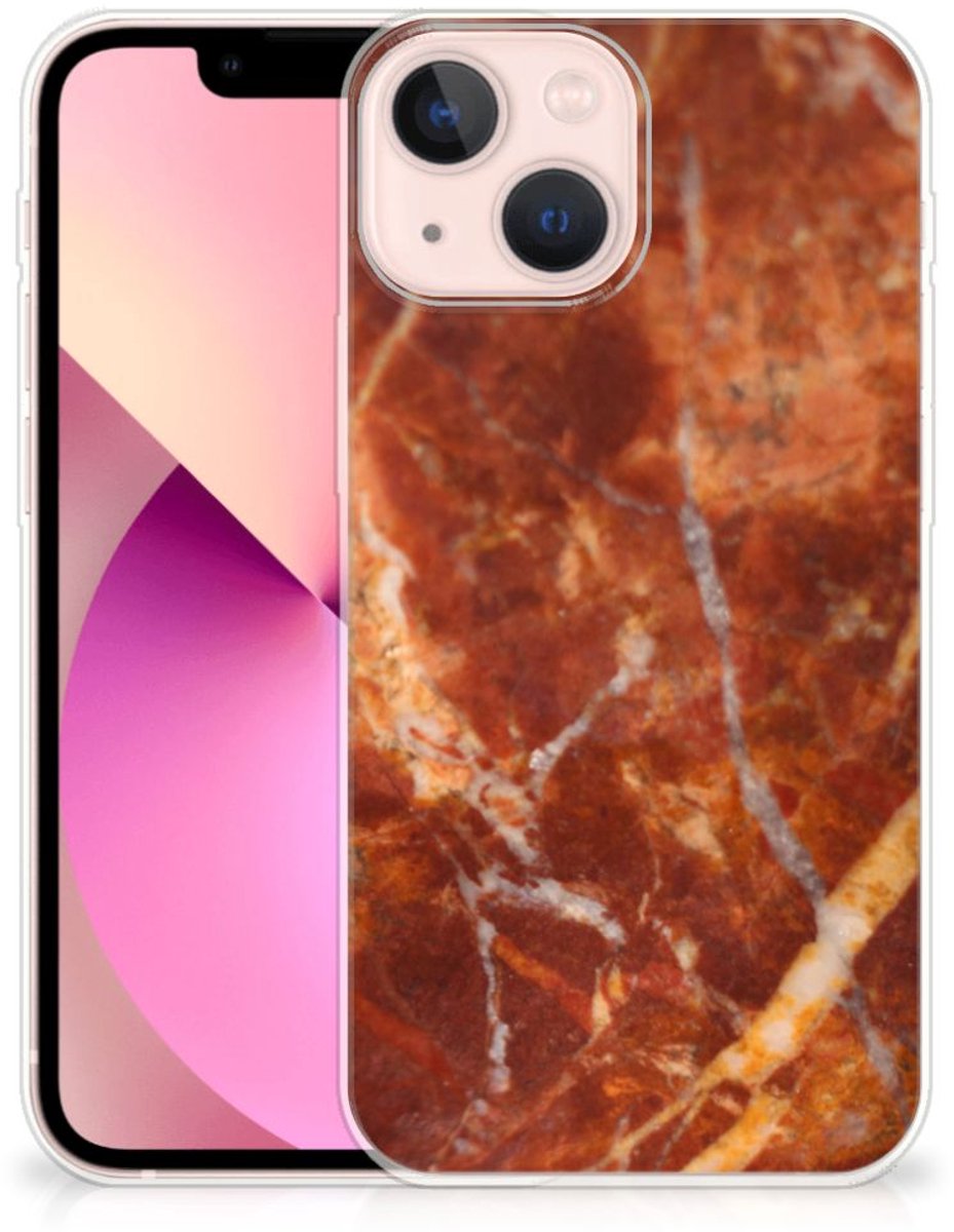 iPhone 13 mini TPU Siliconen Hoesje Marmer Bruin