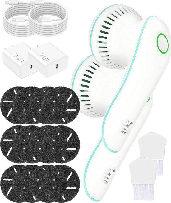 2x Vibrix® 3.0 + 4x vijlschijven set - Elektrische eelt verwijderaar met stofzuigsysteem - USB oplaadbaar - Professionele eeltverwijderaar - Voetvijl
