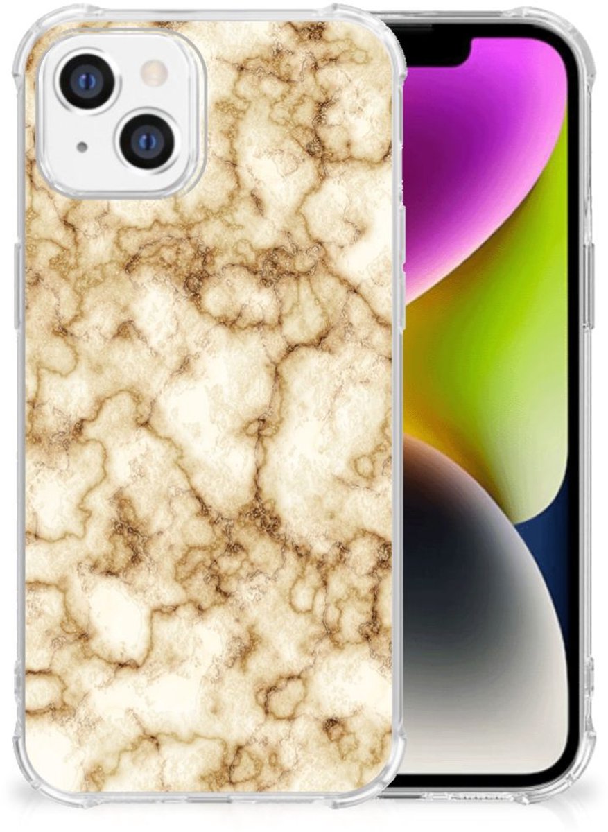 iPhone 14 Anti-Shock Hoesje Marmer Goud