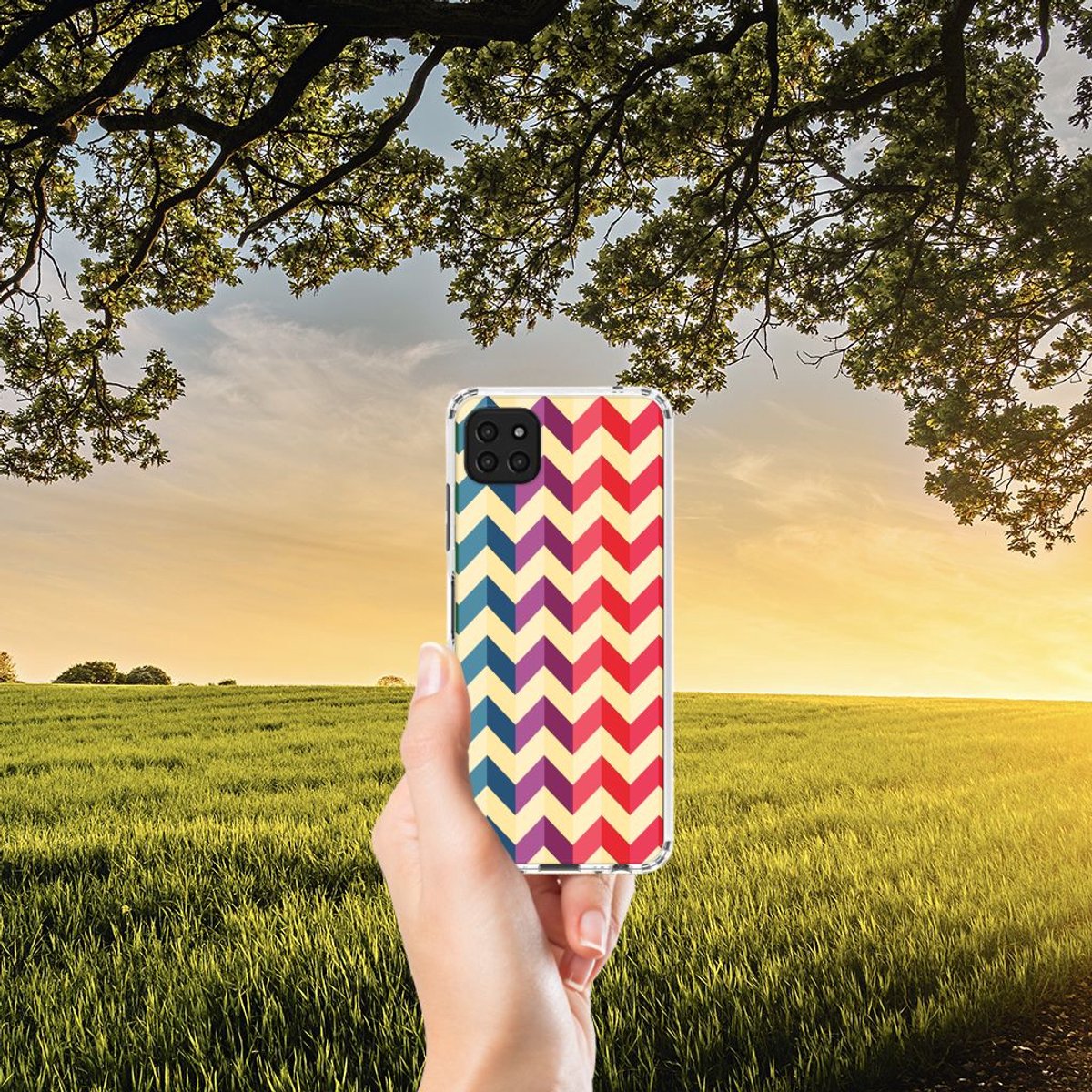 Samsung Galaxy A22 5G Doorzichtige Silicone Hoesje Zigzag Multi Color