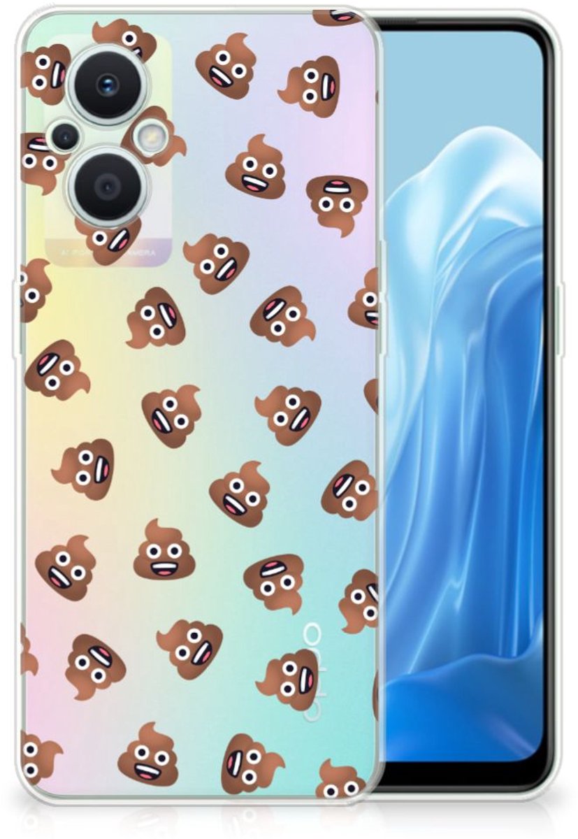 Back Cover voor TPU bumper voor OPPO Reno8 Lite Poep Emojis